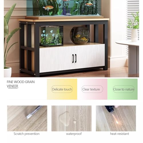 Solidna czarna stalowa półka na terrarium dla gadów z szafką do przechowywania, 120 x 45 cm, okrągłe narożniki: uniwersalny regał nadaje się do terrarium, hogare