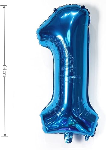 Miniatura 4 de YPSelected Globo de aluminio grande de 32 pulgadas con número de helio, cumpleaños, boda, fiesta, 0-9 (azul, 1)