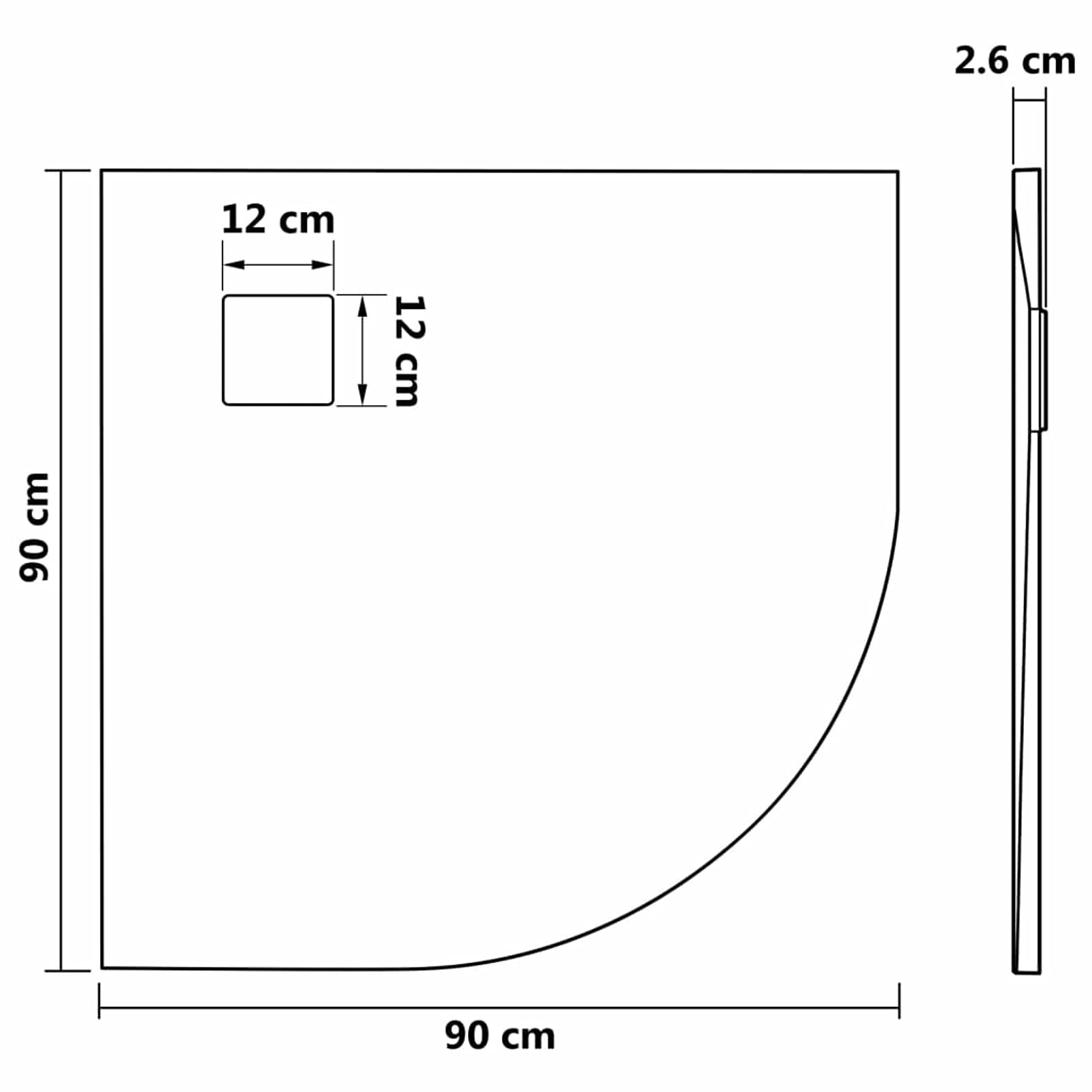 LAPOOH Brodzik pod prysznic SMC brązowy 90x90 cm, brodzik pod prysznic, brodzik pod prysznic umywalka łazienka toaleta-148929