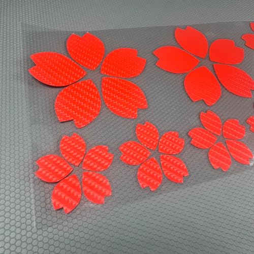 Image of Creative Fashion Flower Cherry Blossoms Petal Leaves Motor Bike Stickers Auto Body Car Styling PVC Decals (Carbon Fibre Red)