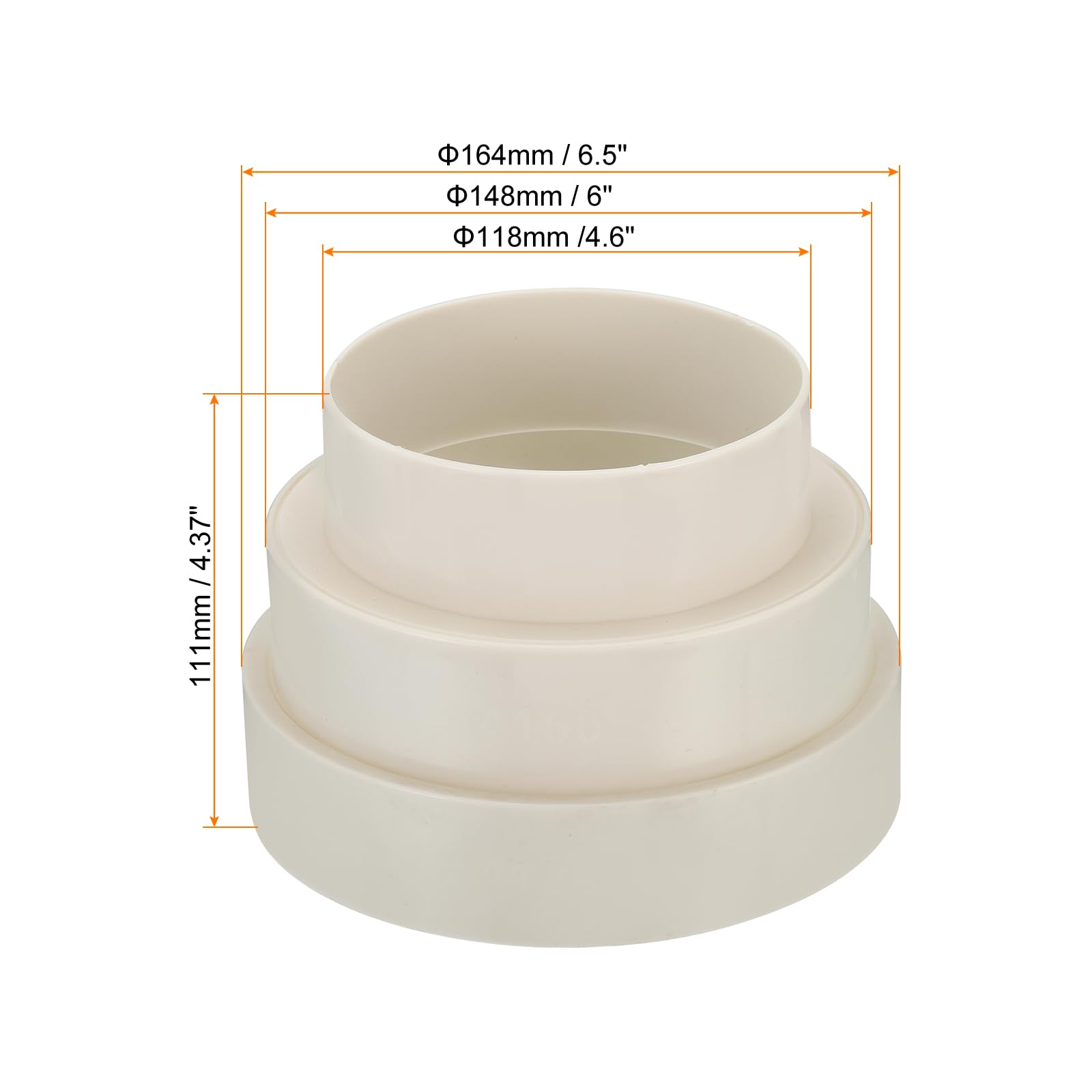 PATIKIL 6.5" to 6" to 4.6" Duct Reducer - Image 2