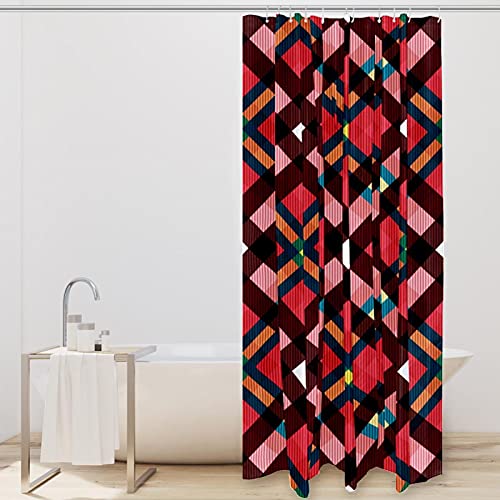 Rideau de douche écossais rose et rouge imperméable taille standard - 3