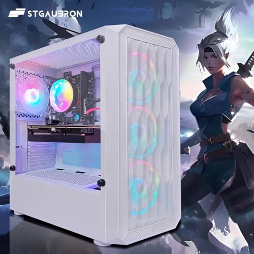 Image of STGAubron Gaming PC Desktop Computer, Intel Core i7 up to 3.9G, GeForce RTX 2060 6G, 16GB RAM, 1TB SSD, WiFi 6, BT 5.0, RGB Fan x 4, Windows 11 Home,White