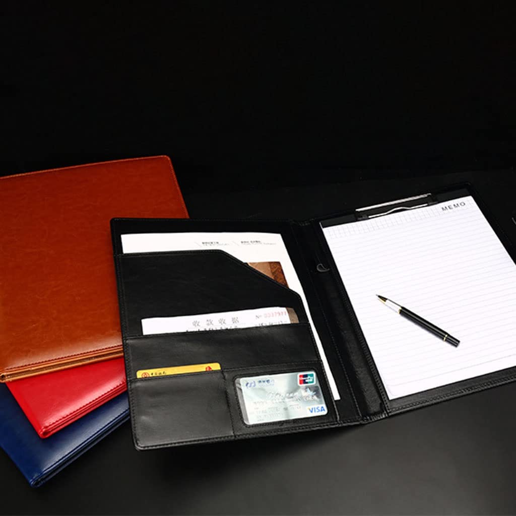 Konferenzmappe PU Leder, Klemmbrett-Ordner mit Abdeckung for Rechtsblockhalter, Briefgröße A4, Schreibblock, Schule, Büro, Konferenz(Sky blue,No notebook)