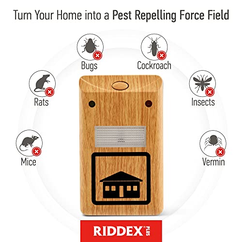 RIDDEX Plus Insect Control- Plug in, Mouse Deterrent - Pest Control for Defense Against Rats, Mice, Roaches, Bugs and Insects (Wood)