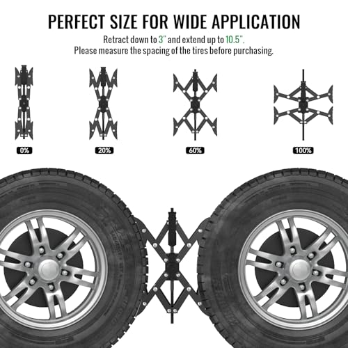 Image of AUH X-Shaped RV Stabilizer Wheel Chock (Allows Drilling for Adjustment) Travel Trailer Stabilizers, Anti-Motion Tire RV Accessories for Tandem Axle RV Trailer Camping - 2 Pack (Black)
