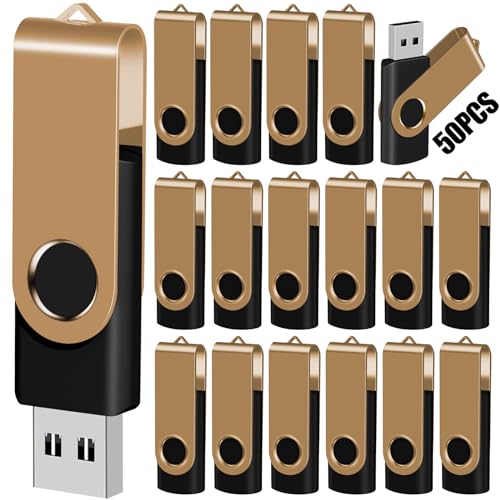 Image of EASTBULL 2GB USB Flash Drive Bulk Thumb Drives 50 Pack with Lanyards USB 2.0 Jump Drive 2 GB Memory Sticks Zip Drive Pen Drive for Storage and Backup Gold 50PCS 2GB