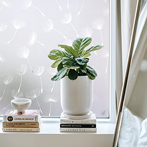 Image of CottonColors Window Film, Blindfold Sheet, Window Glass Film, Stained Glass, Repositionable, UV Protection, 35.4 x 78.7 inches (90 x 200 cm), No Glue DIY 055 Dandelion