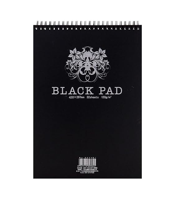 ARTRACK Black Drawing Paper Sketch Pad for Pencil, Acrylic Marker