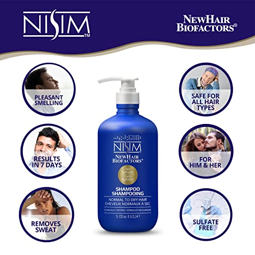 Nisim Newhair Biofactors Hair Shampoo - For Fuller, Stronger And Vibrant Hair For Men And Women - Sulfate-Free And Parabens-Free - For Normal To Dry - 33Oz (1000Ml) #TOP3