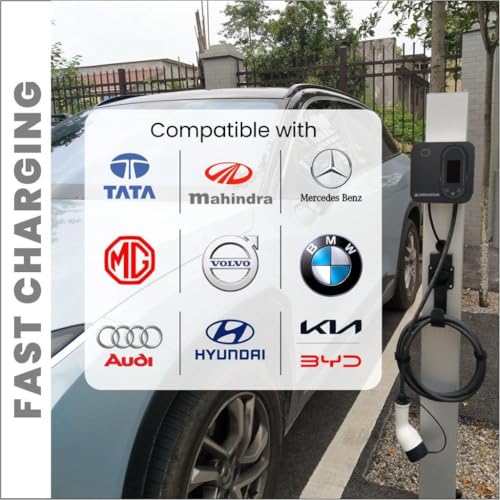 Image of MIRASTAR Wallbox EV CAR Charger | 7.4 kW, Type 2 Gun, 32A Single Phase | Fast Charging | EV Charger