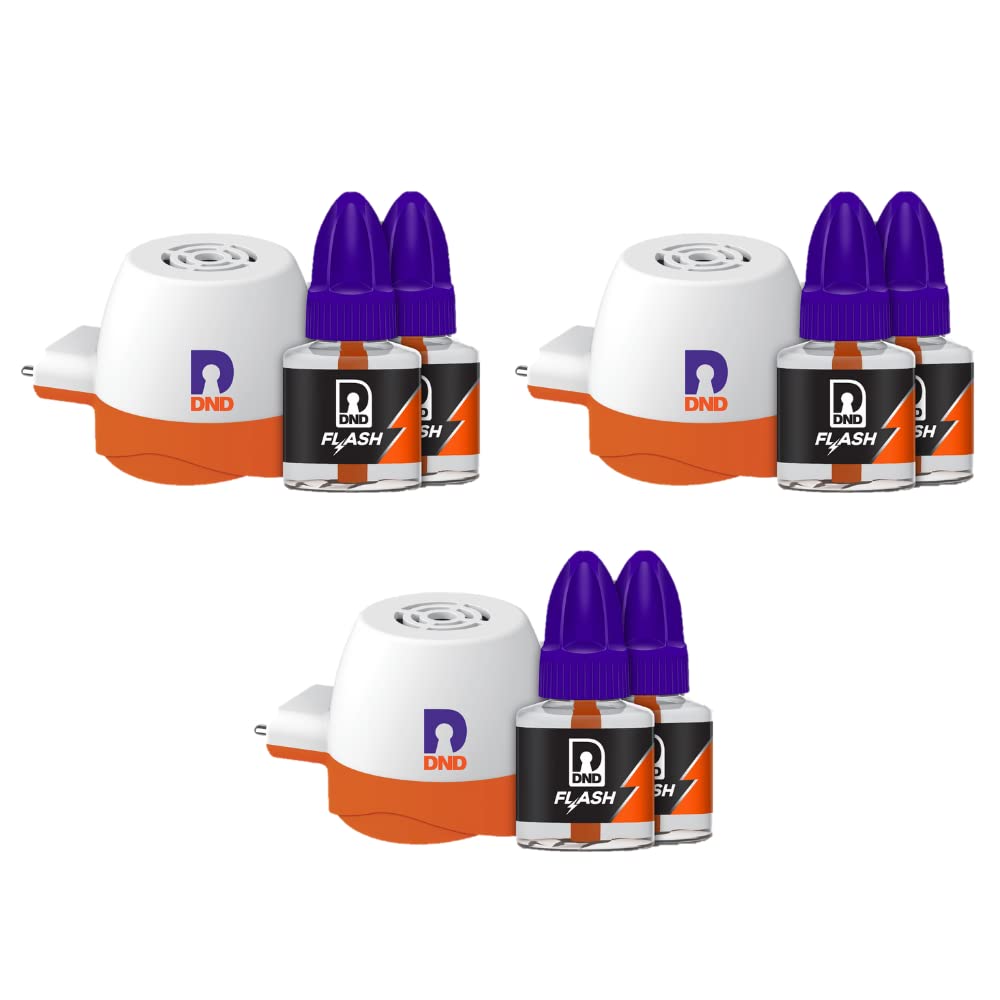 DND Flash Mosquito Repellent Refill | Liquid Vaporiser | 3x Turbo Power | Combo 2 Refills & 1 Machine | Pack of 3