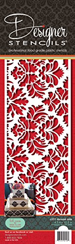 Designer Stencils Damask Cake Stencil Side (4.5"H x 12.5"W)