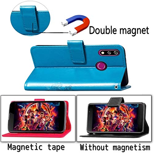 Capa rígida de couro com estampa de trevo prensado e flores JSLY com suporte, carteira e alça de mão