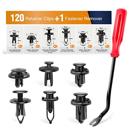 GOOACC GRC-30 120PCS Car Retainer 6.3mm 8mm 9mm 10mm Expansion Screws Replacement Kit Bumper Push Rivet Clips, 1PC Fastener Remover