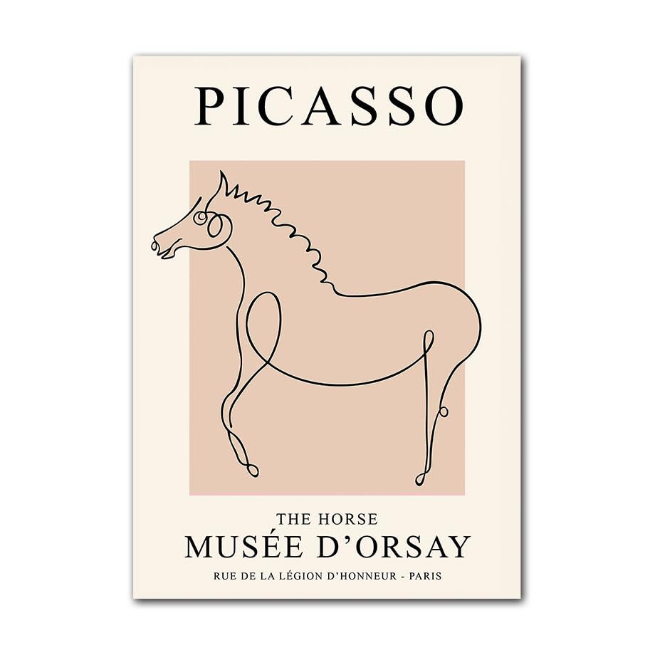 Amazon.co.jp: パブロ・ピカソのポスター馬の線画プリントパブロ