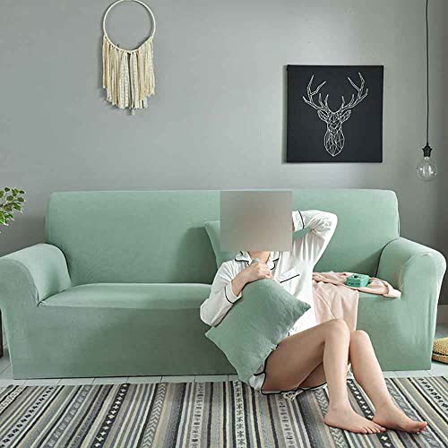 Housse de canapé extensible vert clair lavable pour fauteuil une place - 2