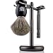 Miusco Men's Shaving Set, Safety Razor, Badger Hair Shaving Brush, Shaving Stand, Dark Chrome