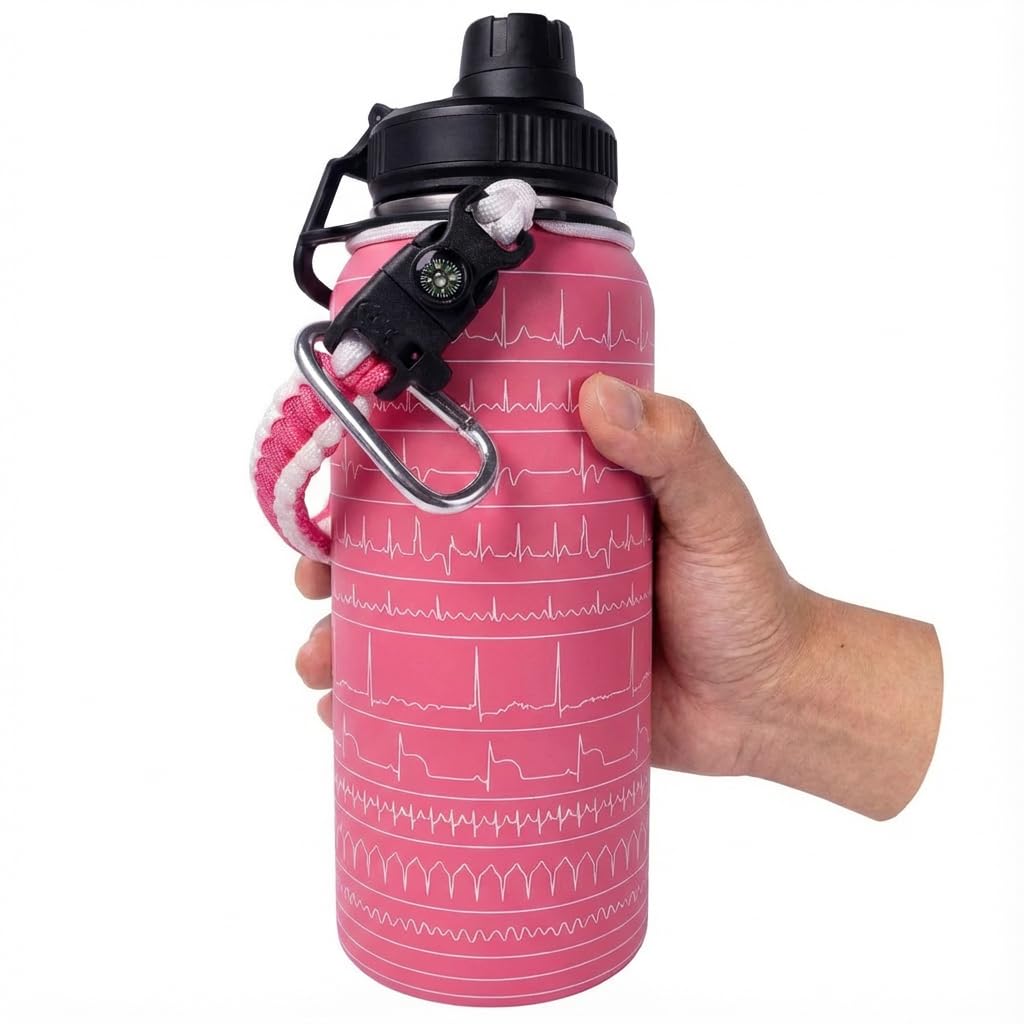 EKG Water Bottle for EMT Paramedic Nursing Students EMT Gift - Paramedic Gift - 11 Cardiac Rhythms Engraved