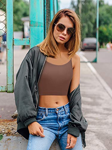 Boao 4 Pack Women's Cropped Tank Tops, Cotton Spaghetti Strap Crop Top Basic Sports Crop Cami Half Camisoles for Teen Girls2