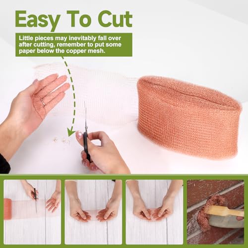 copper mesh rodent control 4in x 30ft premium copper wool ideal for hole blocking rustproof pure mesh for mice slug snail control with exclusive wood stick