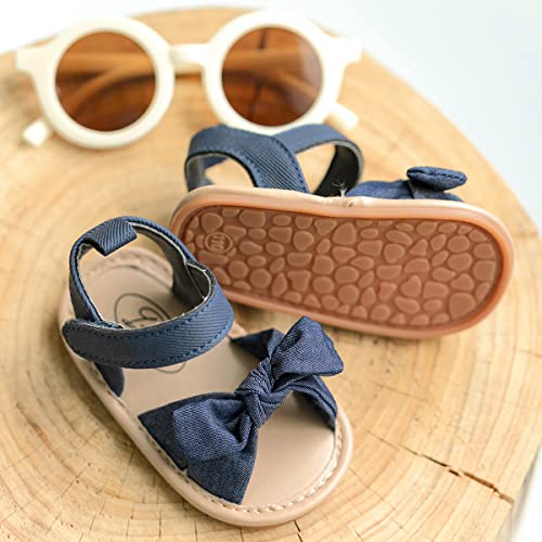 Image of Miamooi Infant Baby Girls Boys Sandals Summer Bowknot Crib Shoes Toddler Pu Leather Flower Soft Rubber Sole Dress Flats First Walker Shoes