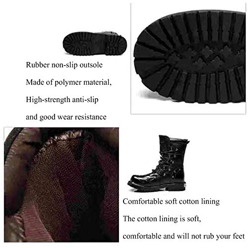 N.y.l.a. Black Men's Lace-Up Military Combat Boots, Non-Slip Comfortable Leather High-Top Outdoor Hiking Shoes, Wear-Resistant Motorcycle Boots, Steampunk Gothic Retro Classic Buttoned Military Boots #TOP3