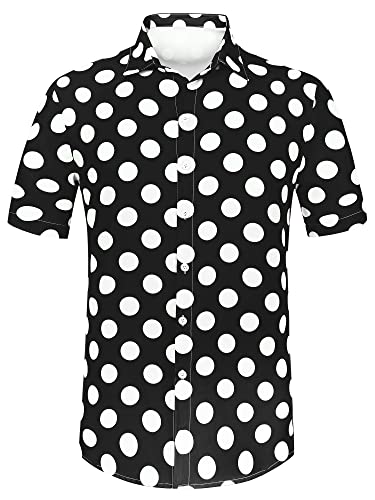 Lars Amadeus Men's Summer Polka Dots Shirt Button Down Short Sleeves Pattern Hawaiian Shirts