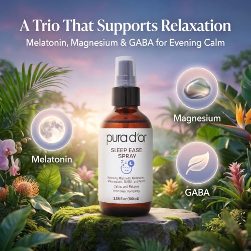 PURA D'OR 3.38 Oz Sleep Ease Spray – Relaxing Mist with Botanical Extracts – Infused with Melatonin, Magnesium & GABA – Supports Tranquility & Relaxation - image 5