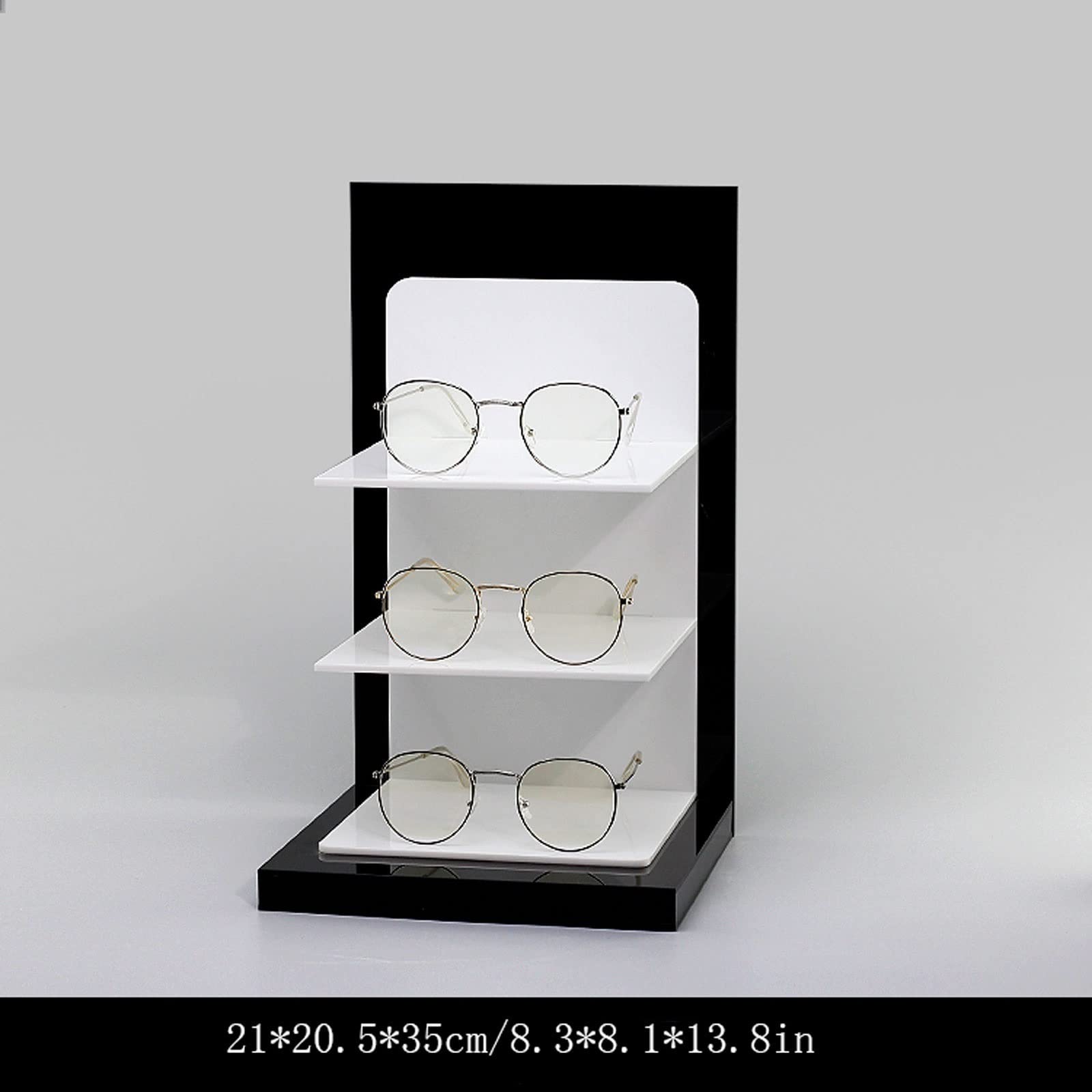 Brillenhalter Ständer 3-Paar-Schwarz-Weiß-Acryl-Sonnenbrillen-Einzelhandels-Ausstellungsständer, Tabletop Eyewear-Speicherregal-Showcase-Stand Dekoratives Geschenk