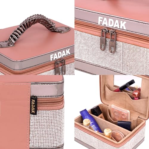 Image of FADAK Cosmetic Makeup for Beauty Case Wedding Makeup Brushes Pouch Tikli Organizer Travel Large Vanity Mirror Box Storage Bag Jewelry Bridal Box (Multi Colour)
