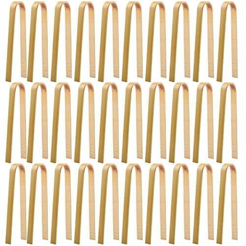 30 Pcs Mini Bamboo Disposable Food Tongs