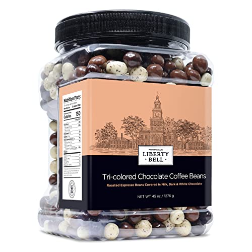 Liberty Bell Chocolate Covered Espresso Beans Tri-Color Blend Candy, 45 Ounce Tube #TOP1