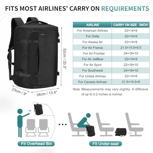 Image of 40L Travel Backpack for 17.3 Inch Laptop TSA Friendly USB-A Black