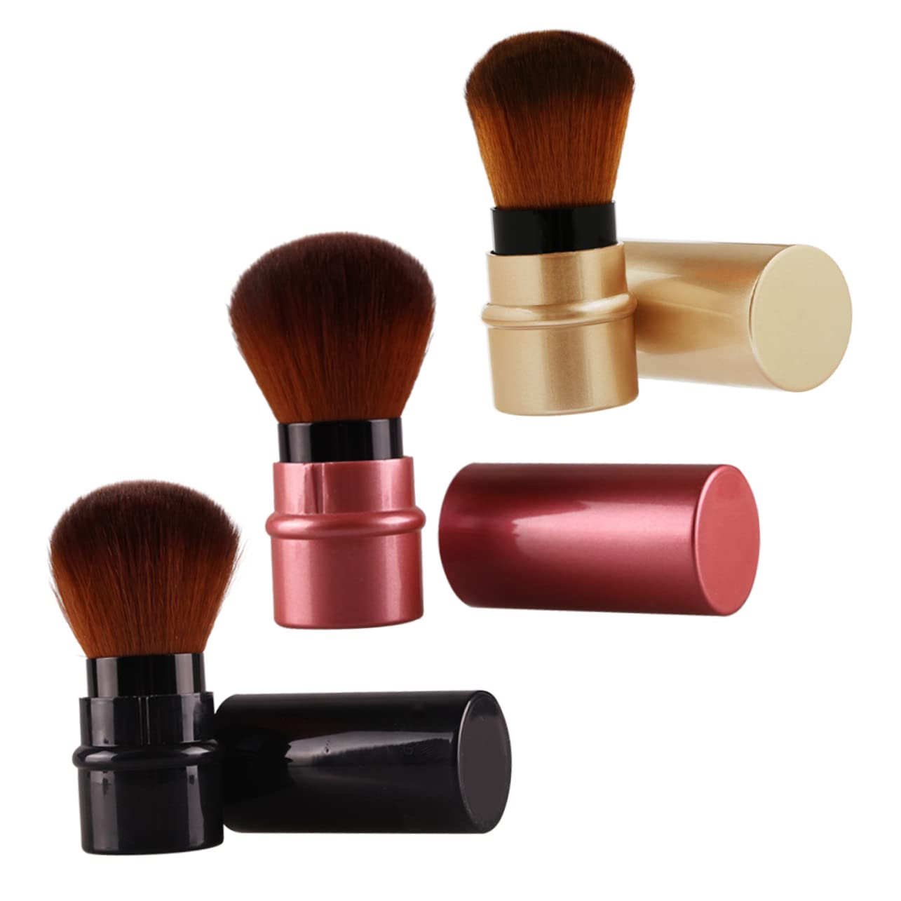 Baluue Foundation Applicator Brush Set 3pcs Retractable Makeup Brushes Blended Finish Enhance Natural Beauty Makeup Accessories