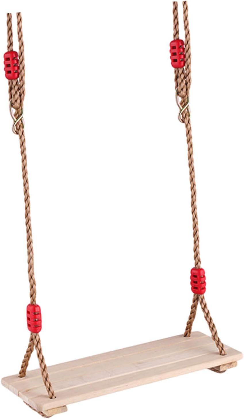 Wooden Swing Set with Non-Slip Seat and Coarse Nylon Rope for Adults Indoor Outdoor Hanging Swing for Backyard Play and Safe Fun