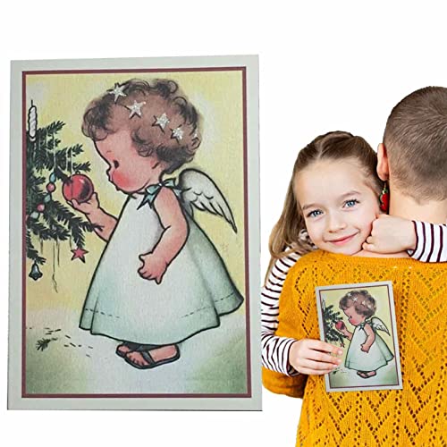 VENTDOUCE Tarjeta de felicitación de Vacaciones - Tarjetas de felicitación Papercard en Blanco con patrón de ángel | Regalo de Tarjeta de Agradecimiento de Vacaciones para Familiares, veci, Amigos