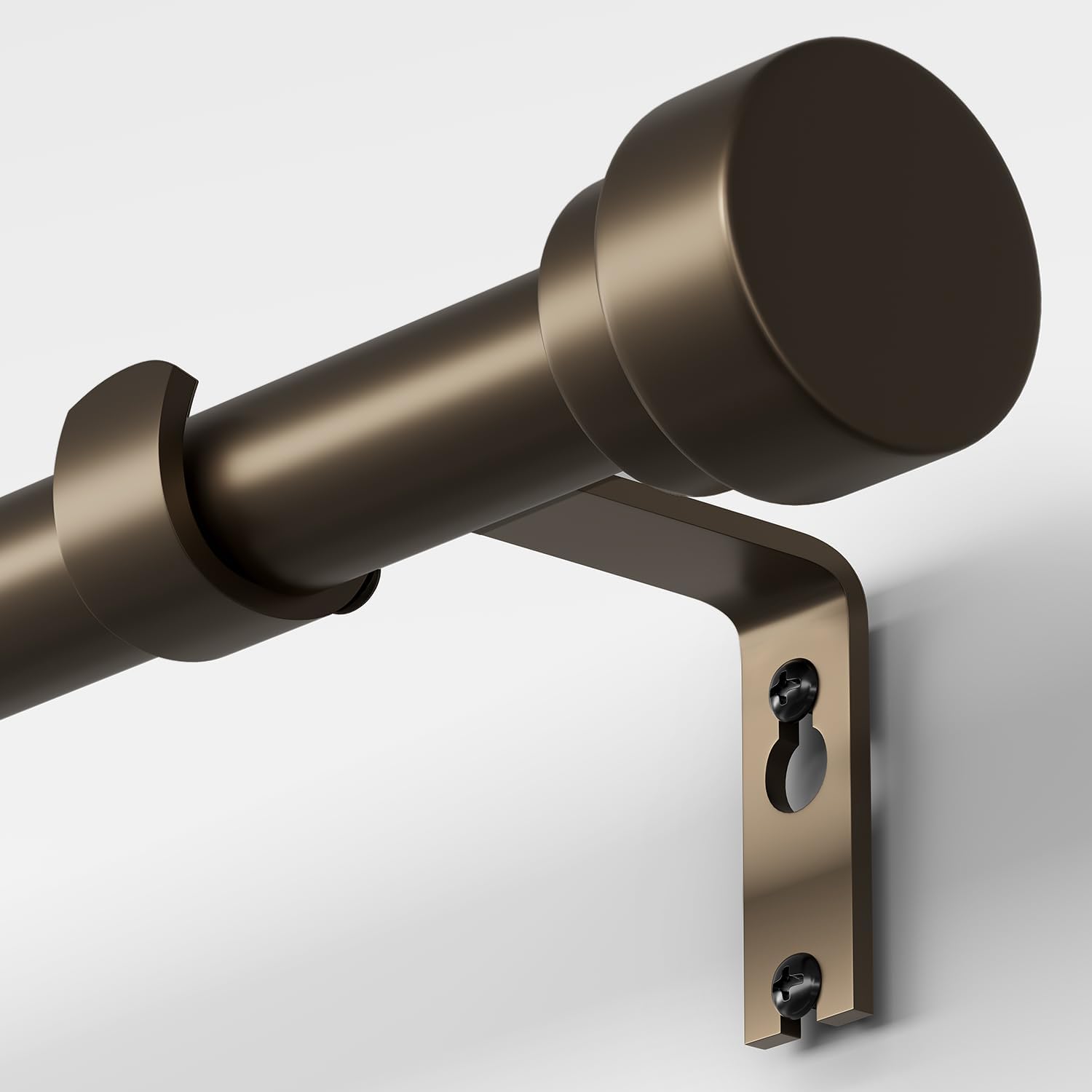 Oneach Brown Curtain Rods for Windows 66 to 120 Inch, 1 Inch Pole Adjustable Length Heavy Duty Metal Curtain Rod Set, for Outdoor Bedroom Kitchen Living Room (16 to 120 Inch) 017 Brown 16"-120"|1 Pack