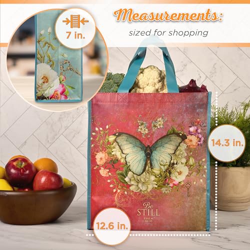 Christian Art Gifts TOT174 Floral Butterfly Reusable Multicolor Shopping Tote Bag thumb #1