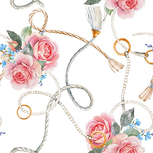 Selbstklebende Tapete Weiß Seil Blumen Klebefolie für Möbel Wand...