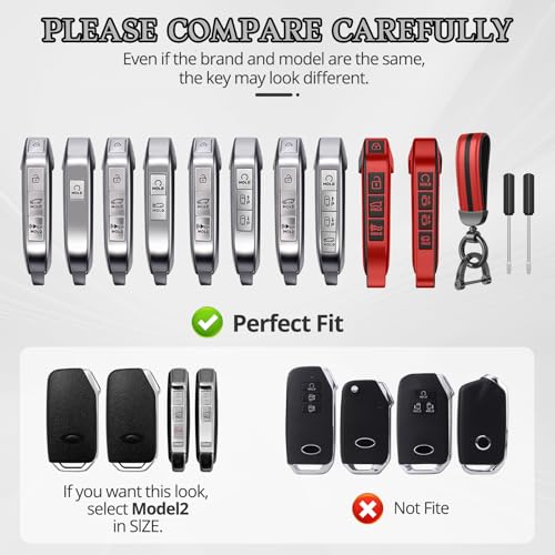 Image of for Kia Key Fob Cover Accessories,Matte TPU Material, with a Cute Leather Keychain,for Telluride,Carnival,K5 gt line,K5,Forte,K4,Sorento, Sportage and Other Models. (Matte Red, Model-1)