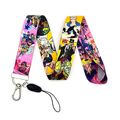SweetMax JoJo Bizarre Adventure Lanyard Neck Strap Phone Case Accessories Joseph Joestar Anime Keychain Cosplay Costume Keys Accessories Gift (JoJo Bizarre Adventure Neck Strap A)