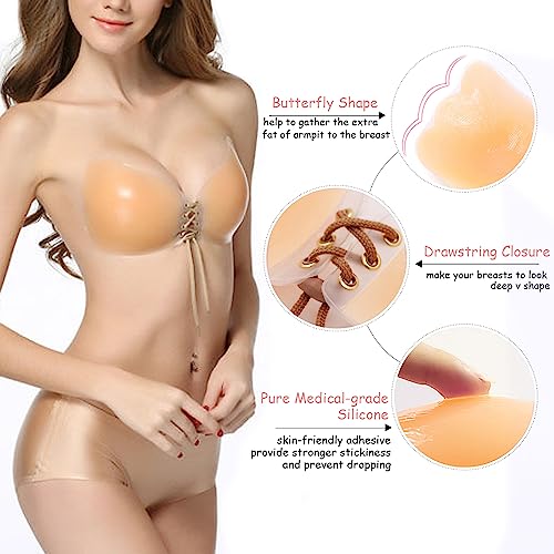 Breast Lift Adhesive Bra Invisible Strapless Sticky Push Up Bra Silicone Nipple Covers for Backless4