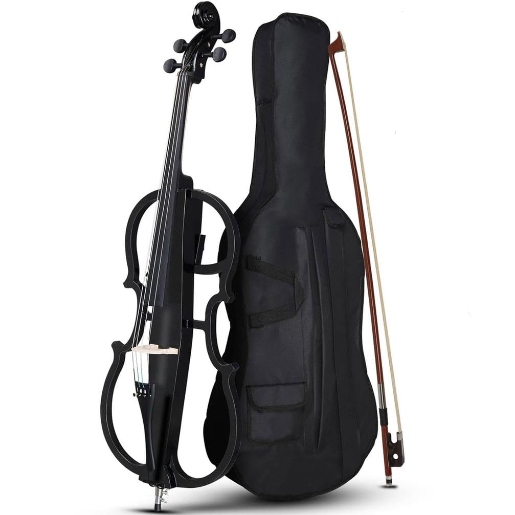 Elektrisches Cello 4/4, Volle Größe E-Cello-Bausatz Mit Leichter Cellotasche Erwachsene, Schüler, Anfänger