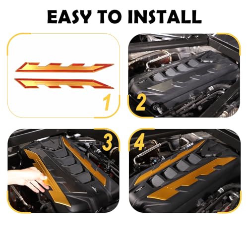 Image of CHEAYAR Engine Bay Panel Cover Compatible with Chevrolet Corvette C8 2020-2023, Engine Shroud Cover Panel Trims, C8 Accessories 2PCS (Engine Compartment Cover-Yellow)