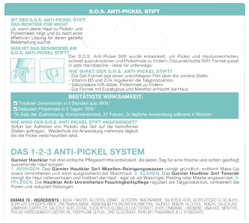 Garnier Hautklar S.O.S Anti-Pickel-Stift für unreine Haut, Extra-Stark, Mit Vitamin B3, Zink, Salizylsäure und Eukalyptus, Skin Active… – Ansicht 2