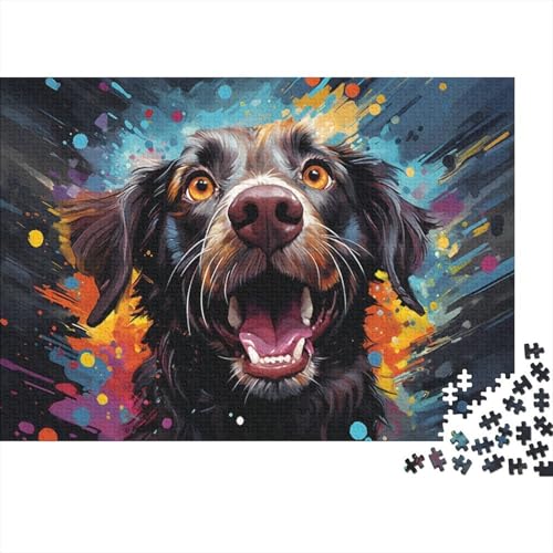 Puzzle de perro negro feliz de 1000 piezas, ideal para relajación y decoración en casa