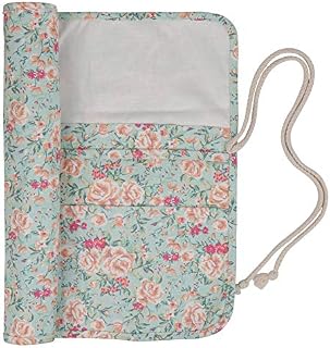 Coopay Knitting Needle Roll, Knitting Needle Wrap for Straight Short Double Pointed Needles or Tunisian Crochet Hook Storage, Knitting Pins Case and Bags Empty Organizer Holder, Canvas, Springtime