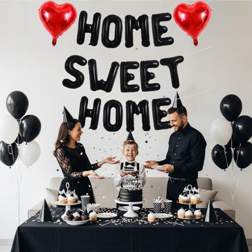 Image of TONIFUL 16 Inch Black HOME SWEET HOME Letter Balloon Decor for Housewarming