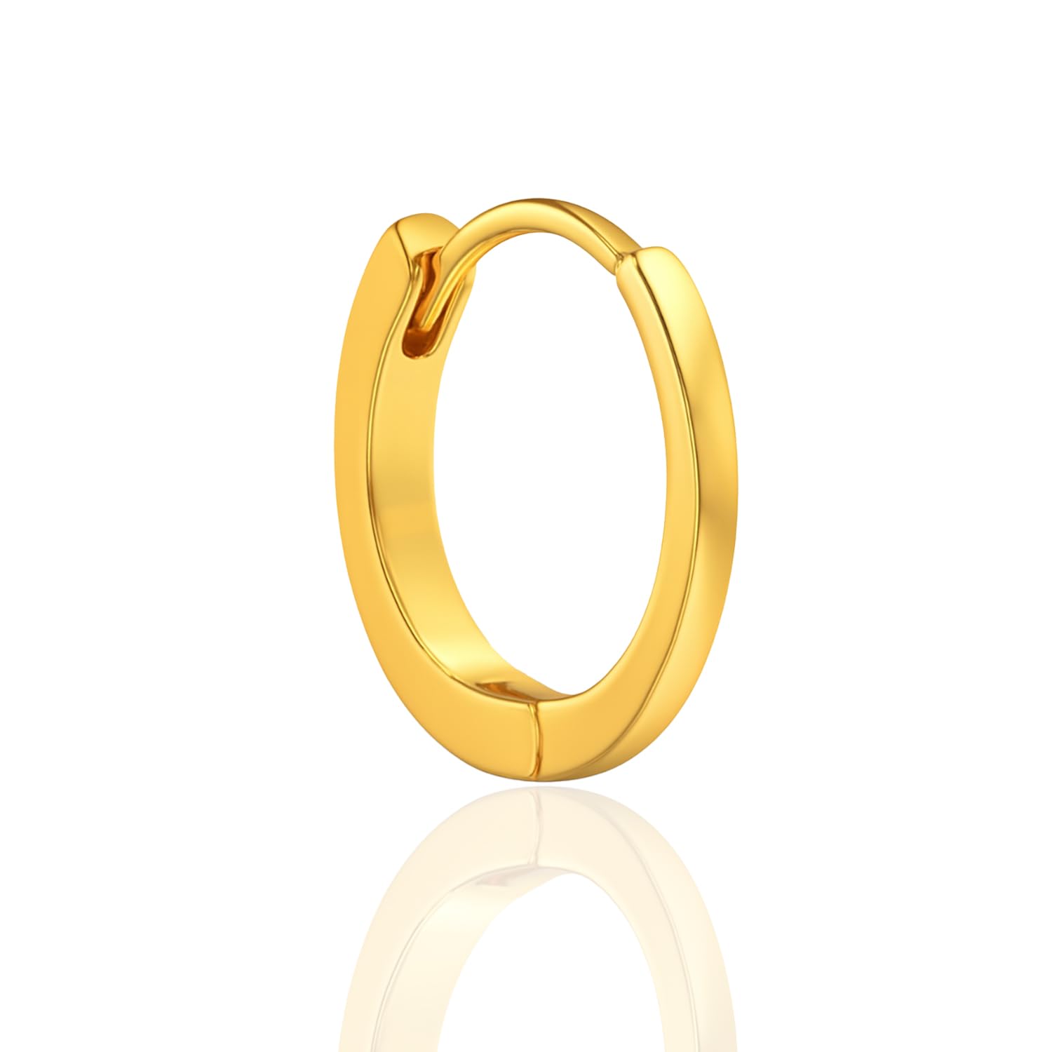 VAMA FASHIONS 18K Gold Plated Plain Round Piercing Septum Nose Ring Anti Tarnish with Clip On Lightweight Comfortable Trendy Jewelry for Women & Girls